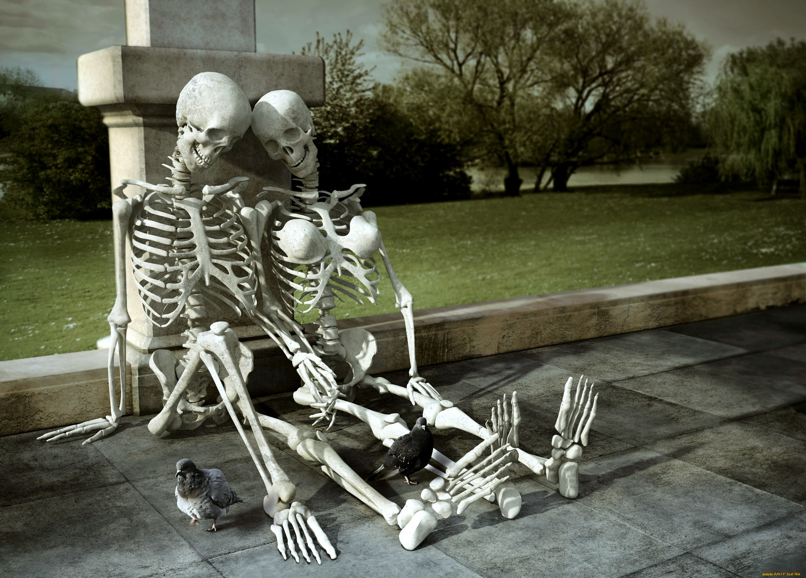В гробике лежит скелет